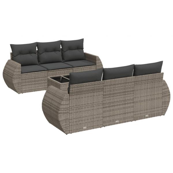 ARDEBO.de - 7-tlg. Garten-Sofagarnitur mit Kissen Grau Poly Rattan