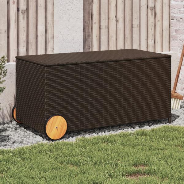 ARDEBO.de - Gartentruhe mit Rollen Braun 190L Poly Rattan