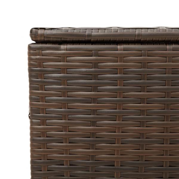 Gartentruhe mit Rollen Braun 190L Poly Rattan