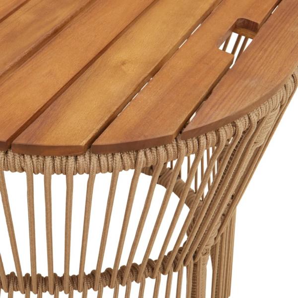 Garten-Beistelltische 2 Stk. mit Holzplatte Beige Poly Rattan