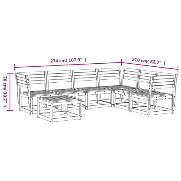 7-tlg. Garten-Lounge-Set Massivholz Kiefer