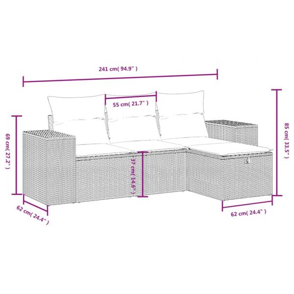 4-tlg. Garten-Sofagarnitur mit Kissen Beigemischung Poly Rattan