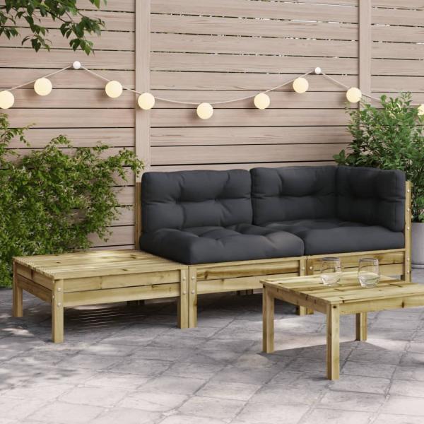 ARDEBO.de - Gartensofa mit Kissen und Fußhocker Kiefernholz Imprägniert