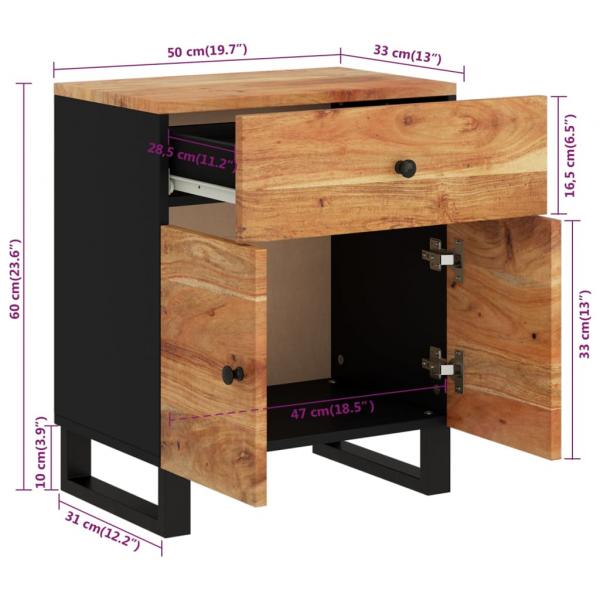 Nachttisch 50x33x60 cm Massivholz Akazie & Holzwerkstoff