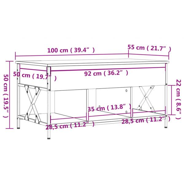 Couchtisch Schwarz 100x55x50 cm Holzwerkstoff und Metall