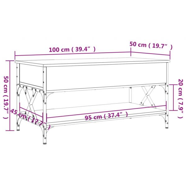 Couchtisch Braun Eichen-Optik 100x50x50 cm Holzwerkstoff Metall