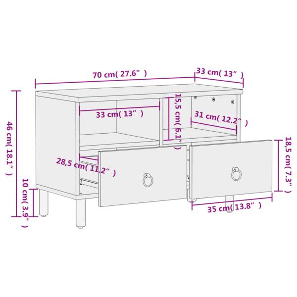 TV-Schrank 70x33x46 cm Massivholz Mango