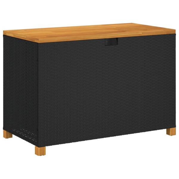 ARDEBO.de - Gartentruhe Schwarz 110x55x63 cm Poly Rattan Akazienholz