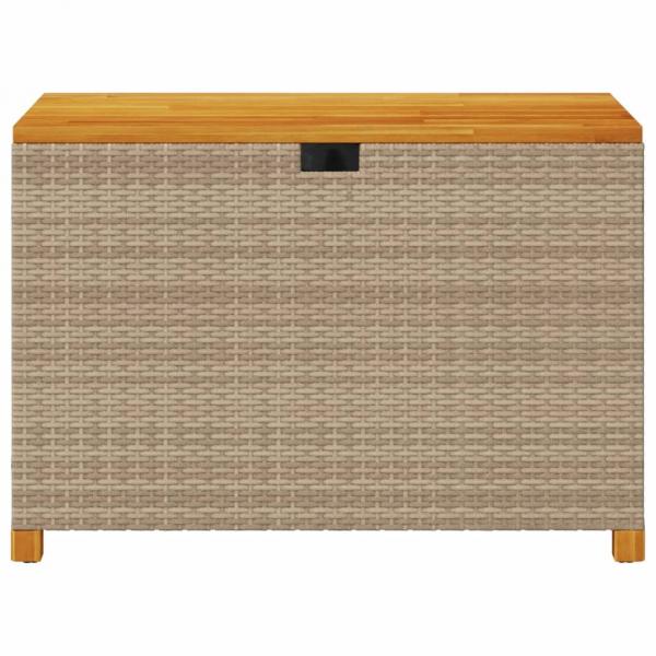 Gartentruhe Beige 110x55x63 cm Poly Rattan Akazienholz