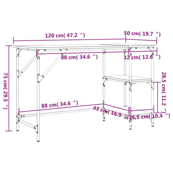 Schreibtisch Braun Eichen-Optik Metall Holzwerkstoff