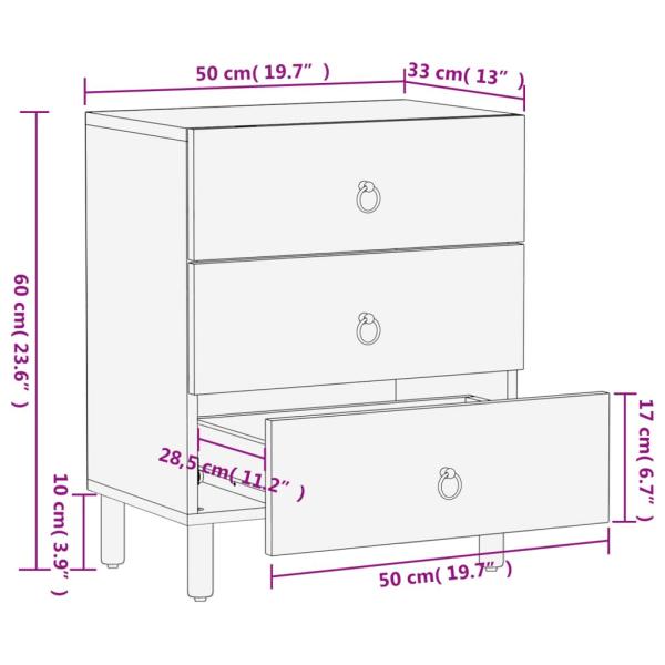 Nachttisch 50x33x60 cm Massivholz Mango