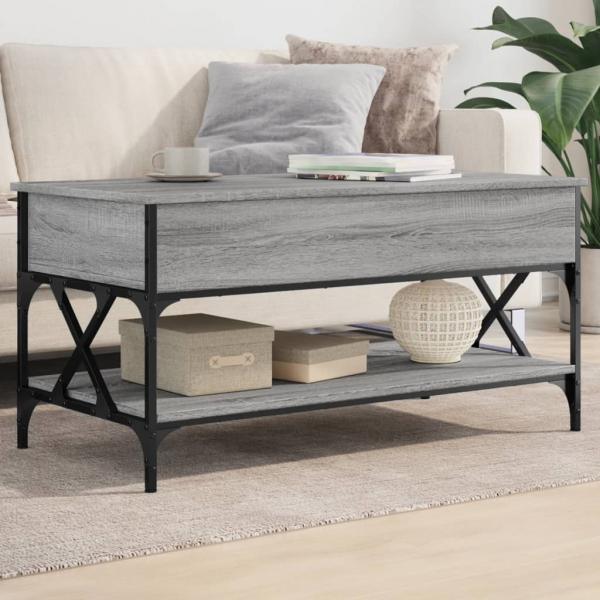 ARDEBO.de - Couchtisch Grau Sonoma 100x50x50 cm Holzwerkstoff und Metall