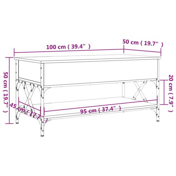 Couchtisch Grau Sonoma 100x50x50 cm Holzwerkstoff und Metall