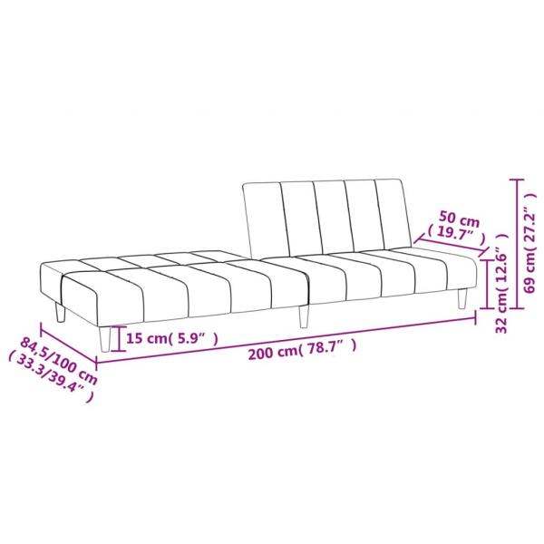 Schlafsofa 2-Sitzer Dunkelgrau Stoff