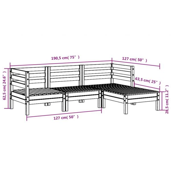 Gartensofa 3-Sitzer mit Hocker Massivholz Douglasie