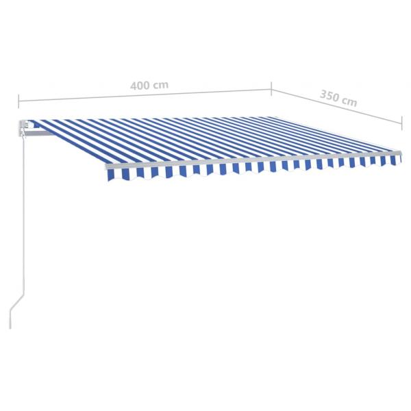 Automatische Markise mit LED & Windsensor 4x3,5 m Blau und Weiß