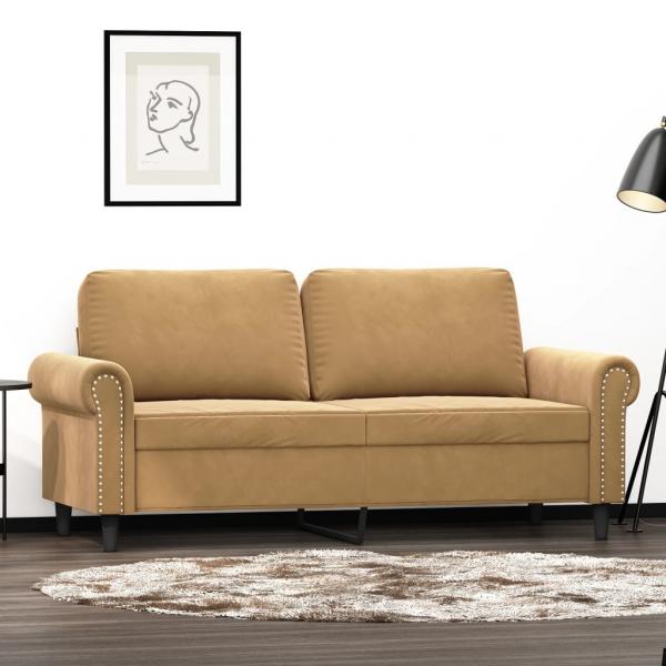 ARDEBO.de - 2-Sitzer-Sofa Braun 140 cm Samt