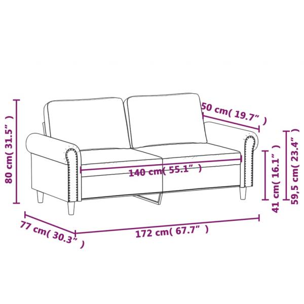 2-Sitzer-Sofa Braun 140 cm Samt