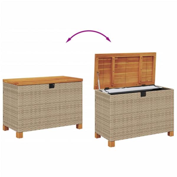 Gartentruhe Beige 80x40x48 cm Poly Rattan Akazienholz