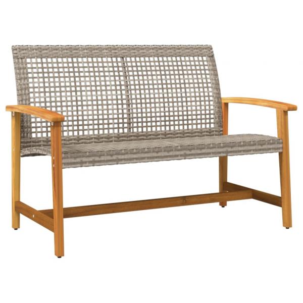 ARDEBO.de - Gartenbank Grau 112 cm Poly Rattan und Akazienholz