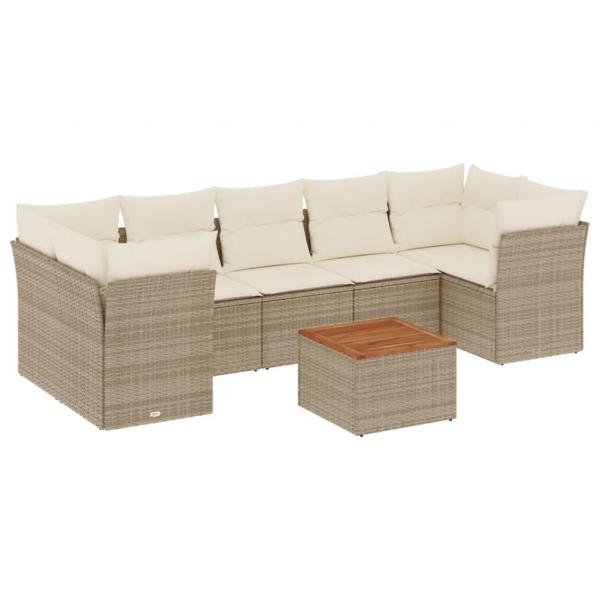 ARDEBO.de - 8-tlg. Garten-Sofagarnitur mit Kissen Beige Poly Rattan