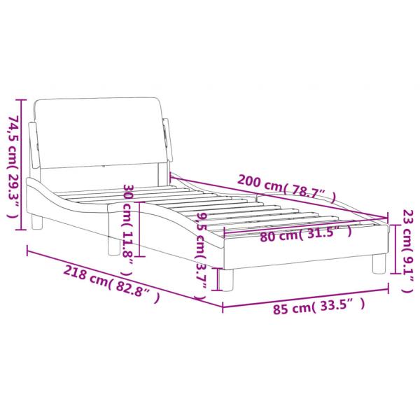 Bettgestell mit Kopfteil Schwarz 80x200 cm Stoff