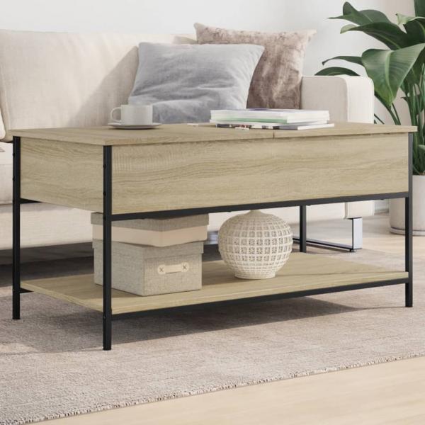 ARDEBO.de - Couchtisch Sonoma-Eiche 100x50x50 cm Holzwerkstoff und Metall