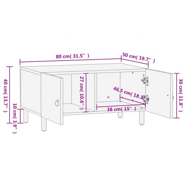 Couchtisch 80x50x40 cm Massivholz Mango  