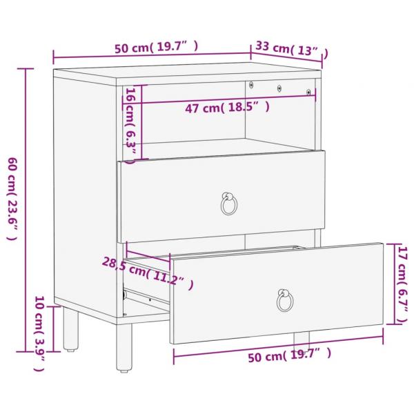 Nachttisch 50x33x60 cm Massivholz Mango