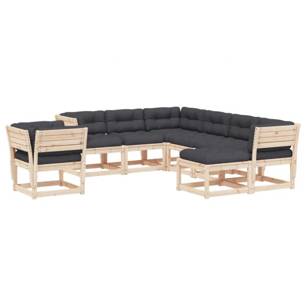 8-tlg. Garten-Lounge-Set mit Kissen Massivholz Kiefer