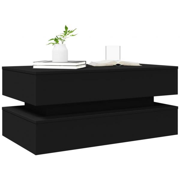 Couchtisch mit LED-Leuchten Schwarz 90x50x40 cm