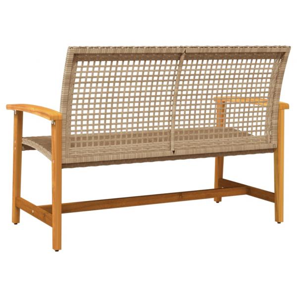 Gartenbank Beige 112 cm Poly Rattan und Akazienholz