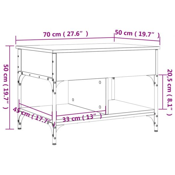 Couchtisch Grau Sonoma 70x50x50 cm Holzwerkstoff und Metall