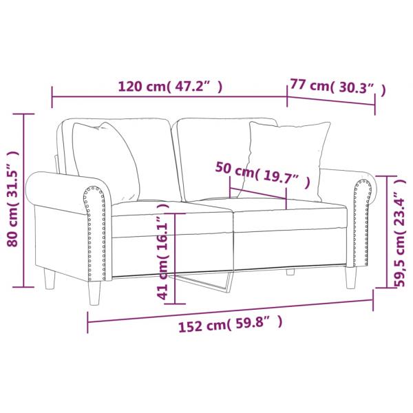 2-Sitzer-Sofa mit Zierkissen Blau 120 cm Samt