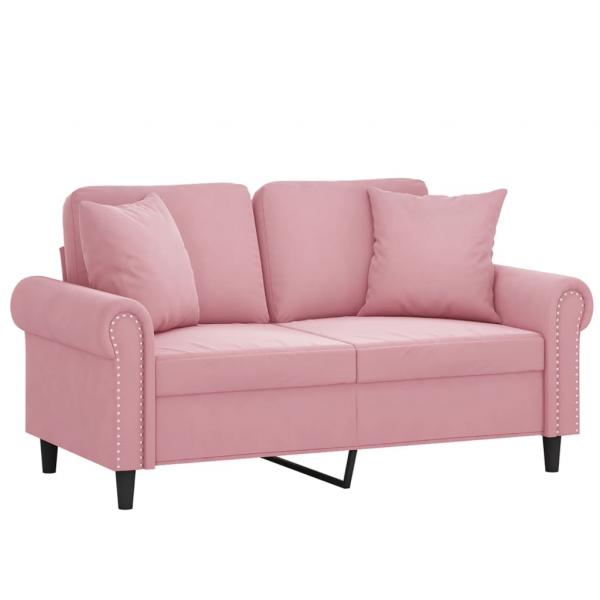 2-Sitzer-Sofa mit Zierkissen Rosa 120 cm Samt