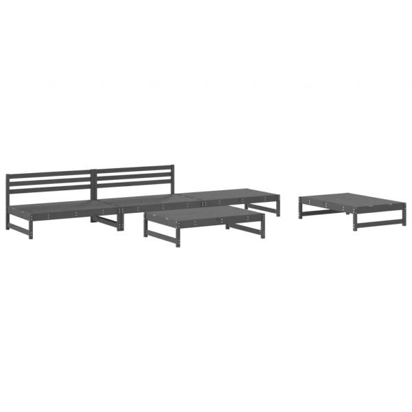 5-tlg. Garten-Lounge-Set Grau Massivholz Kiefer