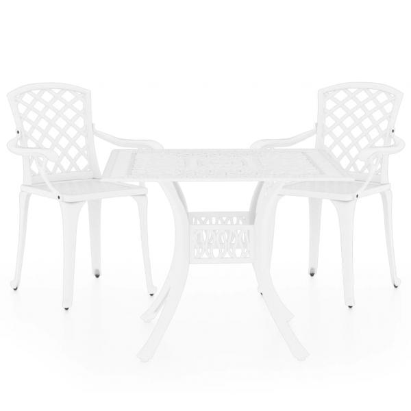 ARDEBO.de - 3-tlg. Bistro-Set Aluminiumguss Weiß