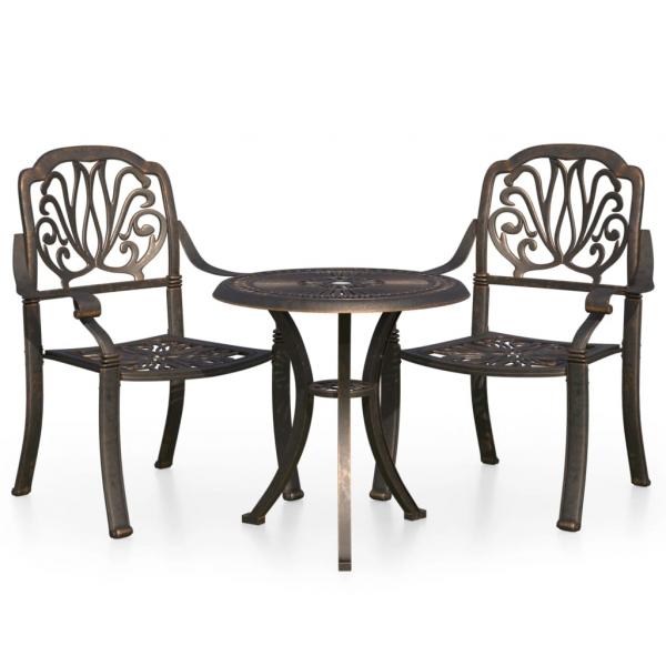 ARDEBO.de - 3-tlg. Bistro-Set Aluminiumguss Bronzen