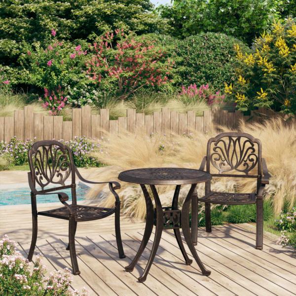 ARDEBO.de - 3-tlg. Bistro-Set Aluminiumguss Bronzen