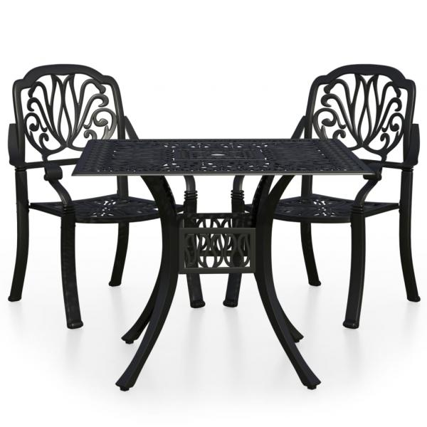 ARDEBO.de - 3-tlg. Bistro-Set Aluminiumguss Schwarz