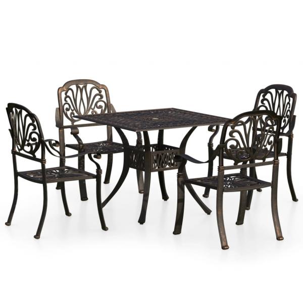 ARDEBO.de - 5-tlg. Bistro-Set Aluminiumguss Bronzen