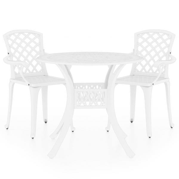 ARDEBO.de - 3-tlg. Bistro-Set Aluminiumguss Weiß