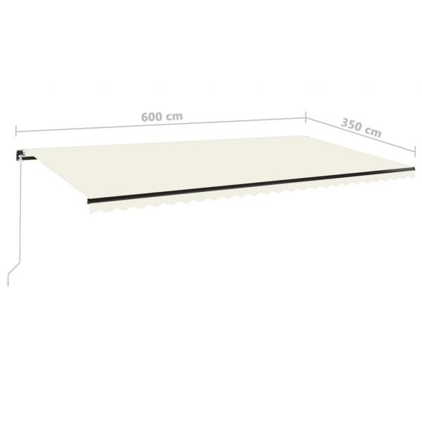 Markise Manuell Einziehbar mit LED 600x350 cm Creme