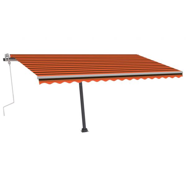 Markise Manuell Einziehbar mit LED 400x300 cm Orange und Braun