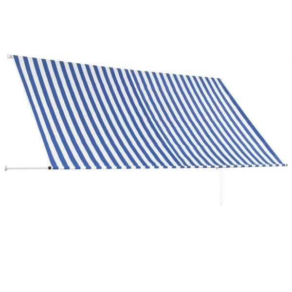 Einziehbare Markise 300×150 cm Blau und Weiß