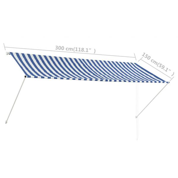 Einziehbare Markise 300×150 cm Blau und Weiß