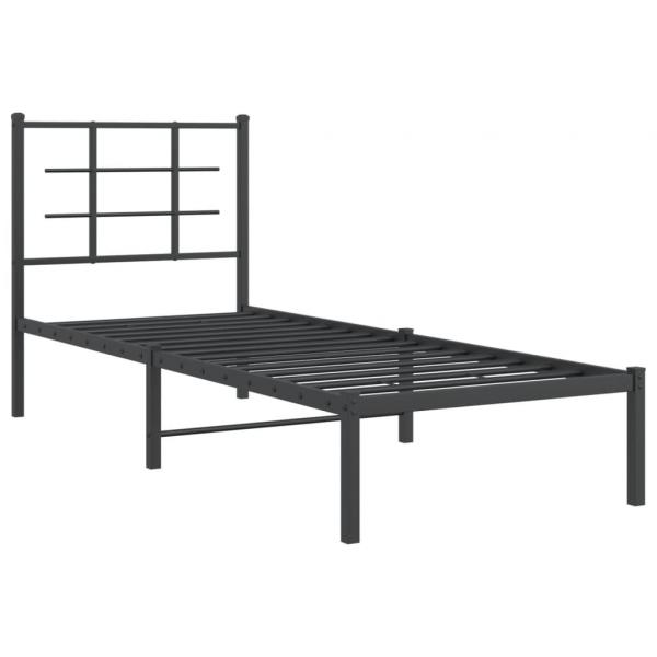 ARDEBO.de - Bettgestell mit Kopfteil Metall Schwarz 80x200 cm