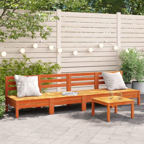 ARDEBO.de - Gartensofas ohne Armlehnen 4 Stk. Wachsbraun Massivholz Kiefer