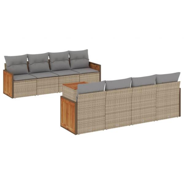 ARDEBO.de - 9-tlg. Garten-Sofagarnitur mit Kissen Beige Poly Rattan