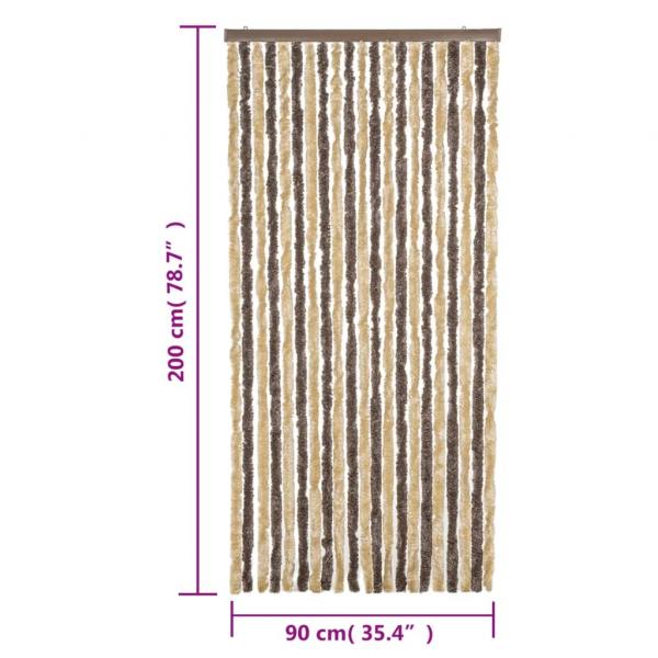 Fliegenvorhang Dunkelbraun und Beige 90x200 cm Chenille